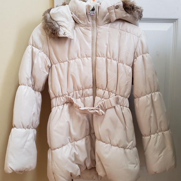 H&M Girls Puffer Jacket Cream New - Picture 1 of 7